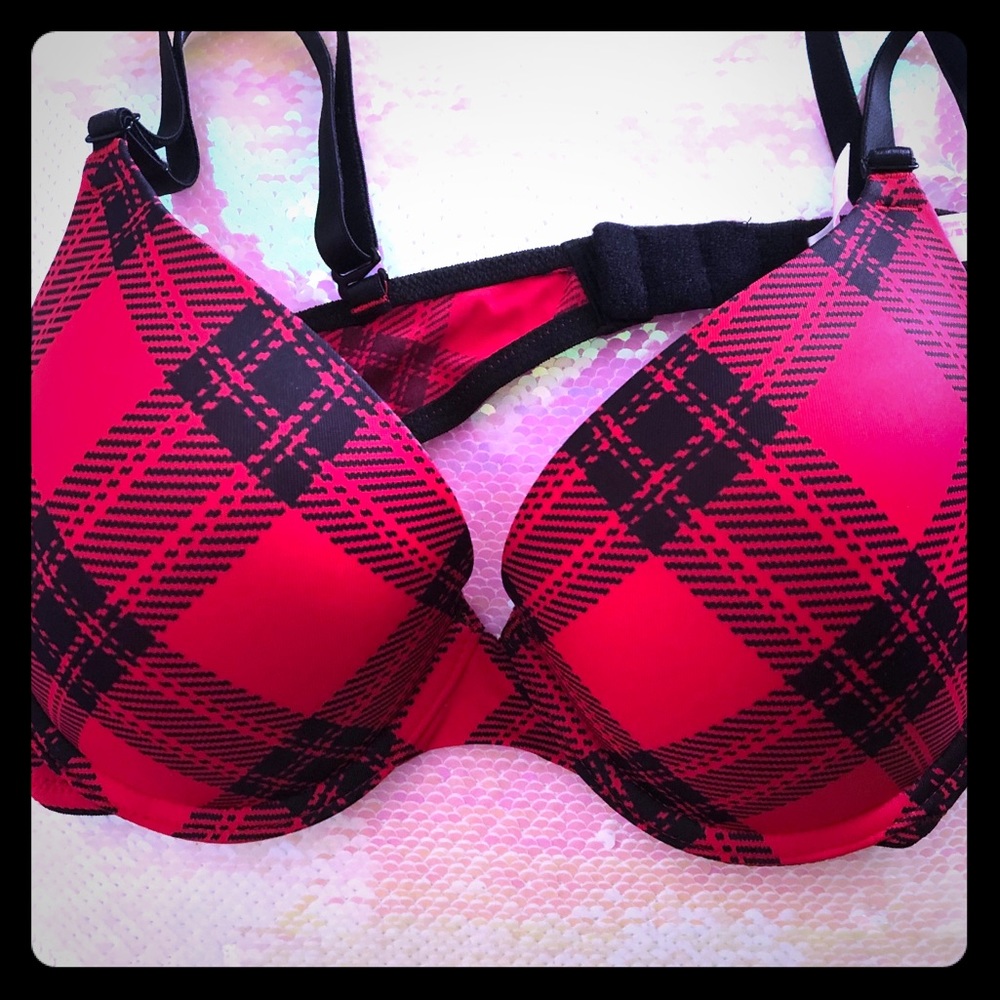 Victoria’s Secret Pink Red Plaid Bra 36B